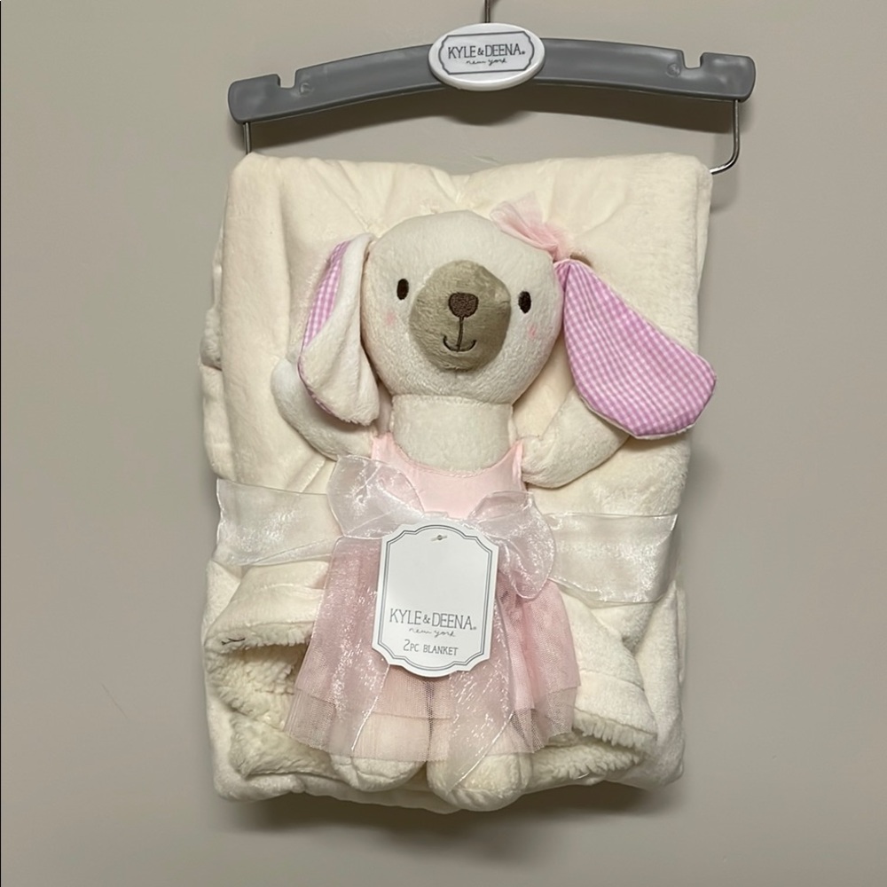 Pink and Cream Plush Bunny with Floppy Ears